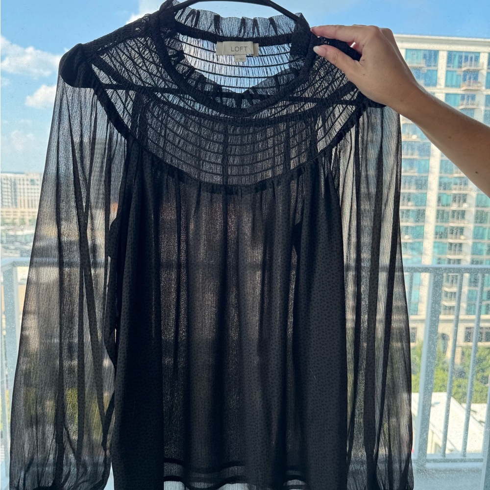 LOFT Black Sheer Blouse